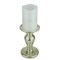 Roman 7" Battery Operated Iridescent White Flameless Pillar Candle with Silver Stand